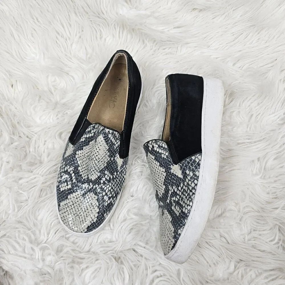 VIONIC Splendid Midi Black Snake Print Sneakers Shoe Loafers Womens Size US 7